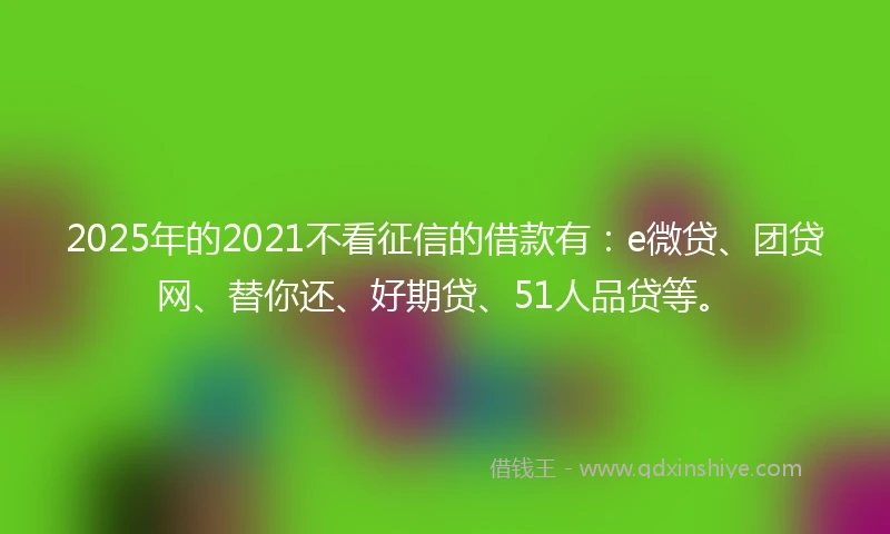 2025年的2021不看征信的借款有：e微贷、团贷网、替你还、好期贷、51人品贷等。