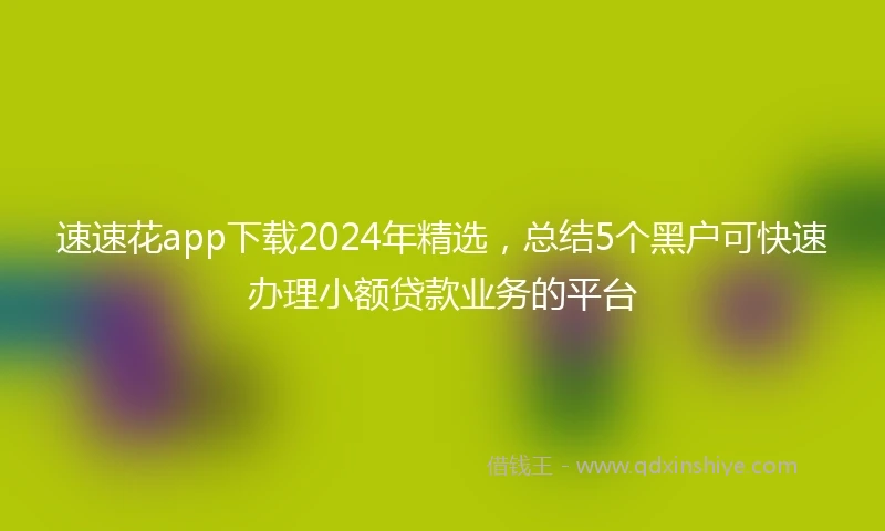速速花app下载2024年精选，总结5个黑户可快速办理小额贷款业务的平台