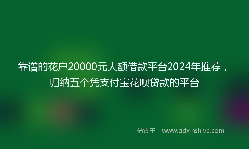 靠谱的花户20000元大额借款平台2024年推荐，归纳五个凭支付宝花呗贷款的平台
