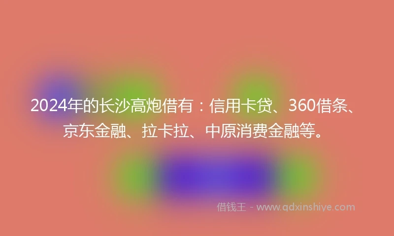 2024年的长沙高炮借有：信用卡贷、360借条、京东金融、拉卡拉、中原消费金融等。