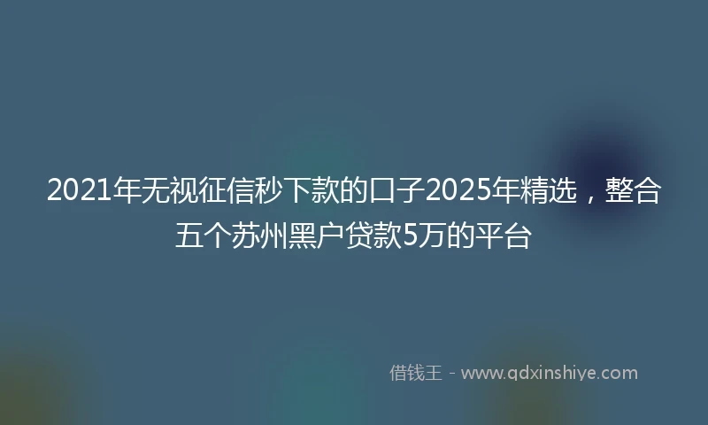 2021年无视征信秒下款的口子2025年精选，整合五个苏州黑户贷款5万的平台