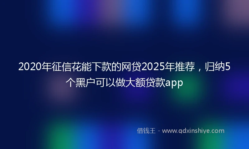 2020年征信花能下款的网贷2025年推荐，归纳5个黑户可以做大额贷款app