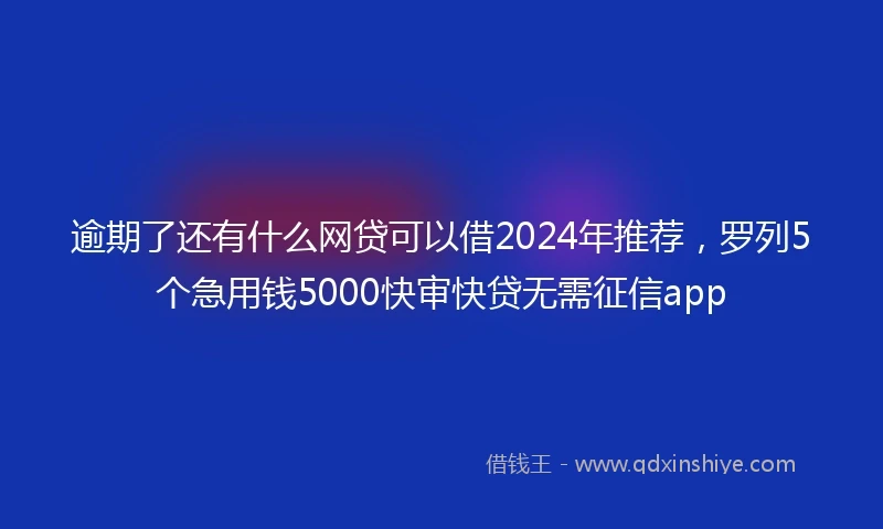 逾期了还有什么网贷可以借2024年推荐，罗列5个急用钱5000快审快贷无需征信app