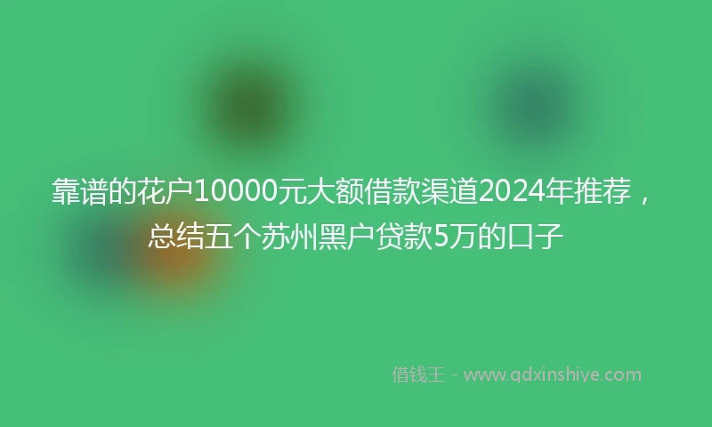 靠谱的花户10000元大额借款渠道2024年推荐，总结五个苏州黑户贷款5万的口子