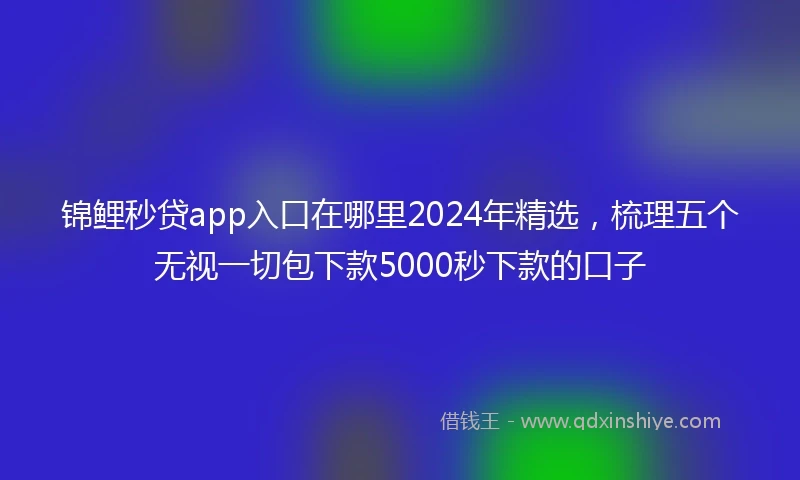 锦鲤秒贷app入口在哪里2024年精选，梳理五个无视一切包下款5000秒下款的口子