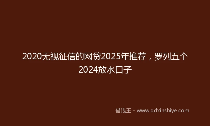 2020无视征信的网贷2025年推荐，罗列五个2024放水口子
