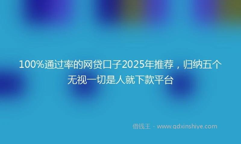 100%通过率的网贷口子2025年推荐，归纳五个无视一切是人就下款平台