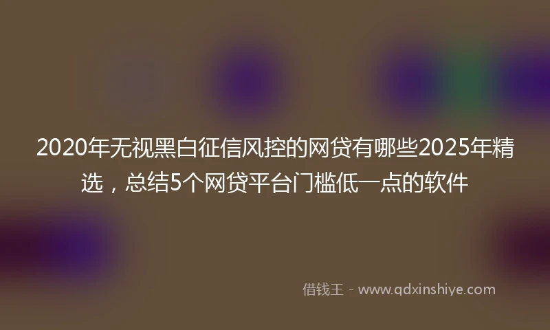 2020年无视黑白征信风控的网贷有哪些2025年精选，总结5个网贷平台门槛低一点的软件