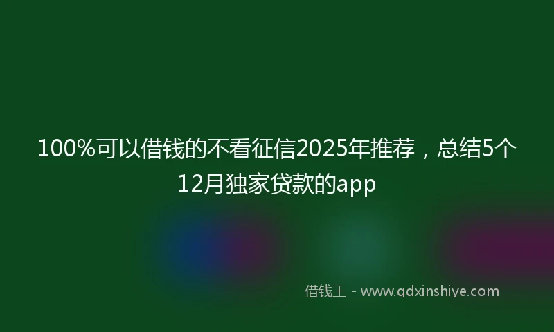 100%可以借钱的不看征信2025年推荐，总结5个12月独家贷款的app