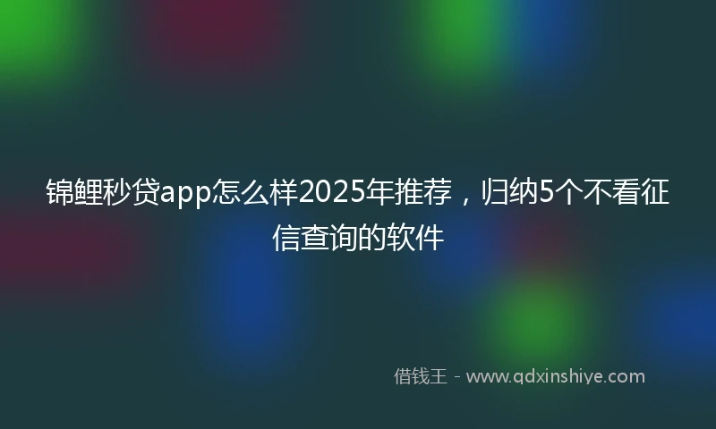 锦鲤秒贷app怎么样2025年推荐，归纳5个不看征信查询的软件