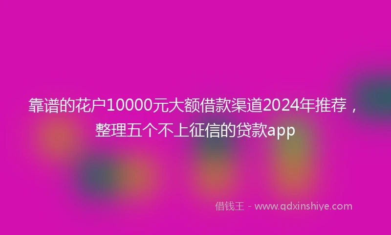 靠谱的花户10000元大额借款渠道2024年推荐，整理五个不上征信的贷款app