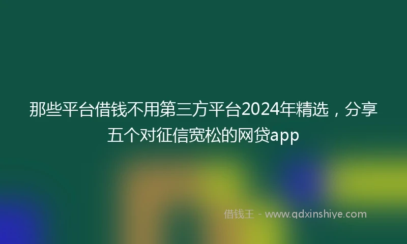 那些平台借钱不用第三方平台2024年精选，分享五个对征信宽松的网贷app