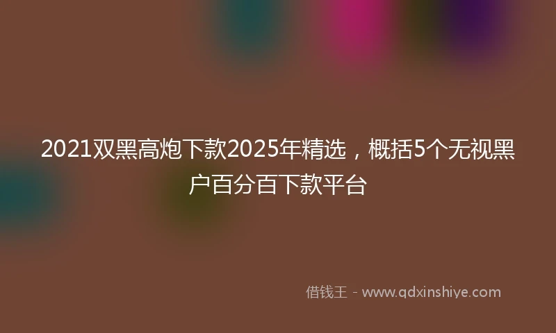 2021双黑高炮下款2025年精选，概括5个无视黑户百分百下款平台