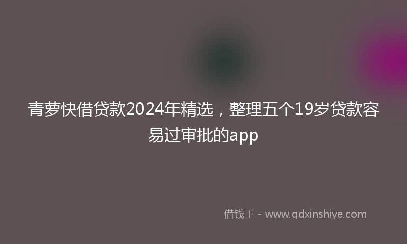 青萝快借贷款2024年精选，整理五个19岁贷款容易过审批的app