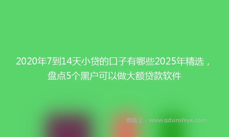 2020年7到14天小贷的口子有哪些2025年精选，盘点5个黑户可以做大额贷款软件