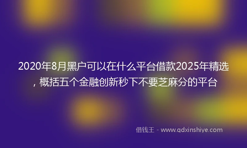 2020年8月黑户可以在什么平台借款2025年精选，概括五个金融创新秒下不要芝麻分的平台