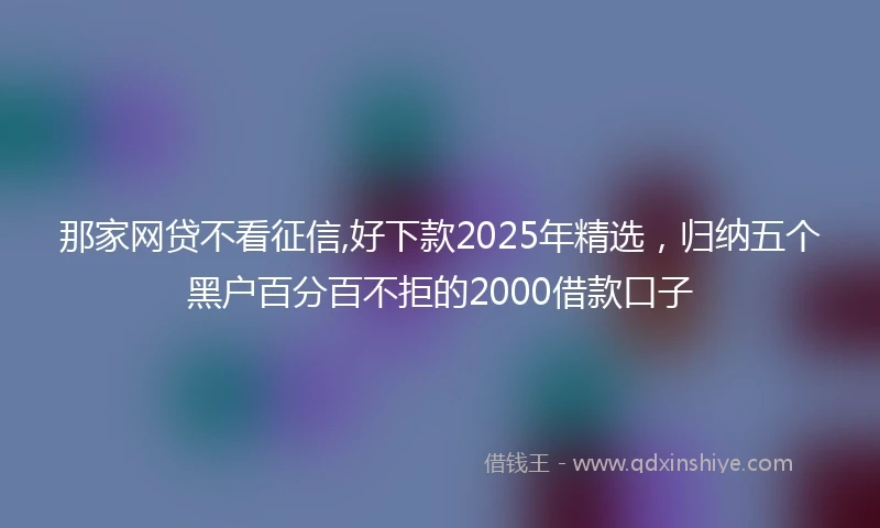那家网贷不看征信,好下款2025年精选，归纳五个黑户百分百不拒的2000借款口子