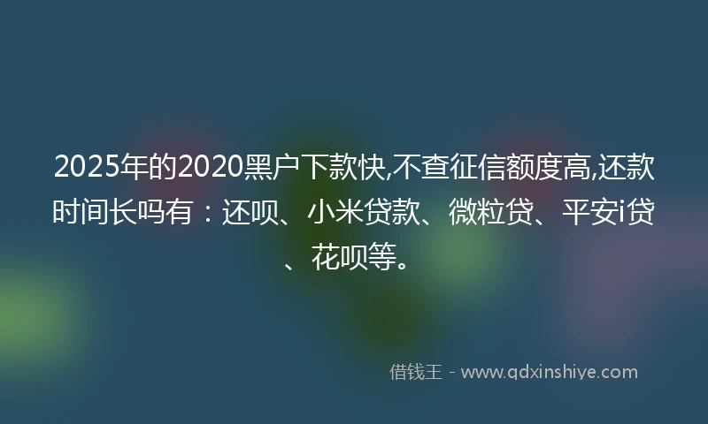 2025年的2020黑户下款快,不查征信额度高,还款时间长吗有：还呗、小米贷款、微粒贷、平安i贷、花呗等。