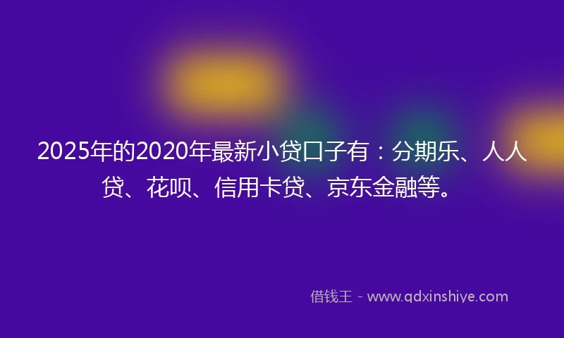 2025年的2020年最新小贷口子有：分期乐、人人贷、花呗、信用卡贷、京东金融等。