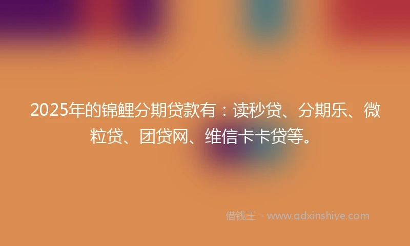 2025年的锦鲤分期贷款有：读秒贷、分期乐、微粒贷、团贷网、维信卡卡贷等。