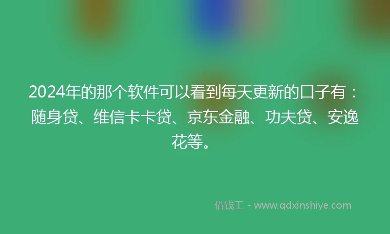 2024年的那个软件可以看到每天更新的口子有：随身贷、维信卡卡贷、京东金融、功夫贷、安逸花等。