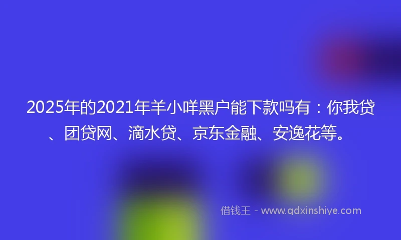 2025年的2021年羊小咩黑户能下款吗有：你我贷、团贷网、滴水贷、京东金融、安逸花等。