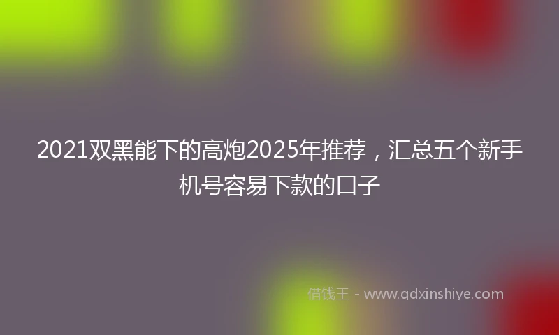 2021双黑能下的高炮2025年推荐，汇总五个新手机号容易下款的口子
