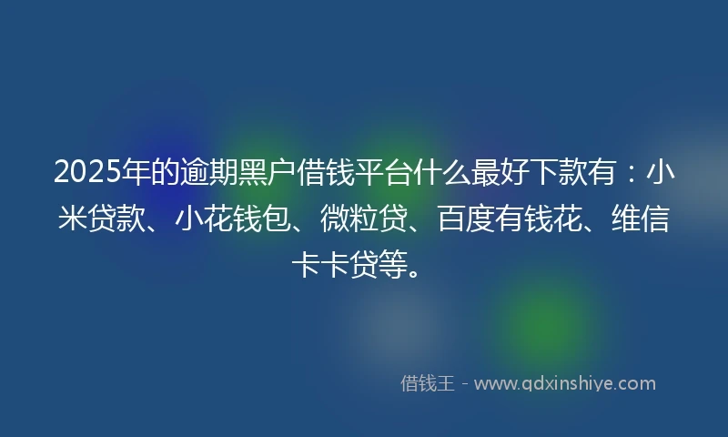 2025年的逾期黑户借钱平台什么最好下款有：小米贷款、小花钱包、微粒贷、百度有钱花、维信卡卡贷等。