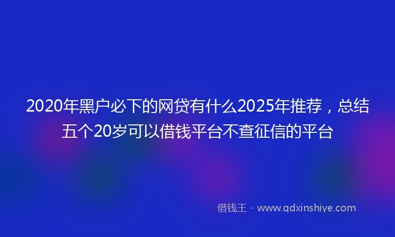 2020年黑户必下的网贷有什么2025年推荐，总结五个20岁可以借钱平台不查征信的平台