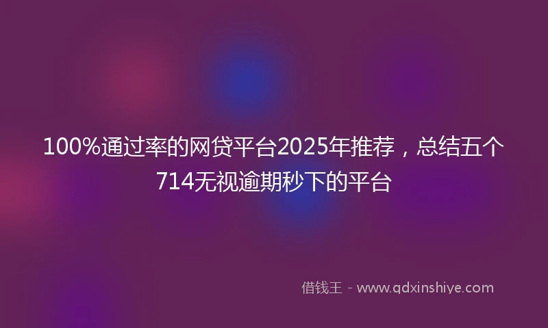 100%通过率的网贷平台2025年推荐，总结五个714无视逾期秒下的平台