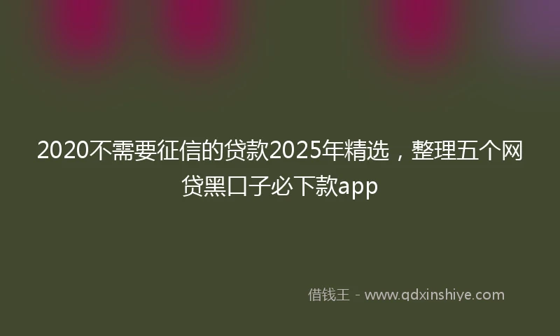 2020不需要征信的贷款2025年精选，整理五个网贷黑口子必下款app
