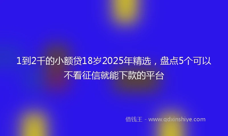 1到2千的小额贷18岁2025年精选，盘点5个可以不看征信就能下款的平台