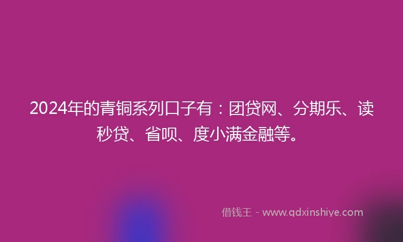 2024年的青铜系列口子有：团贷网、分期乐、读秒贷、省呗、度小满金融等。