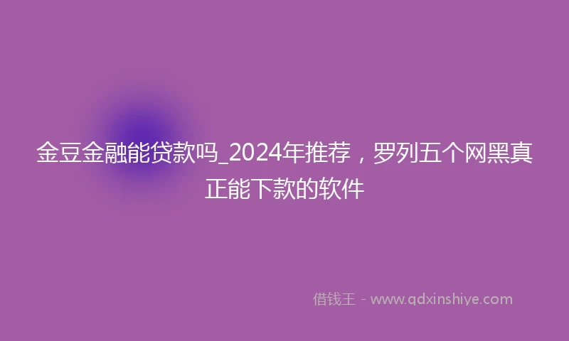 金豆金融能贷款吗_2024年推荐，罗列五个网黑真正能下款的软件
