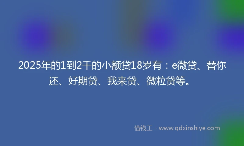 2025年的1到2千的小额贷18岁有：e微贷、替你还、好期贷、我来贷、微粒贷等。