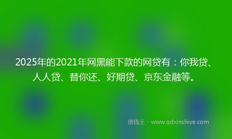 2025年的2021年网黑能下款的网贷有：你我贷、人人贷、替你还、好期贷、京东金融等。