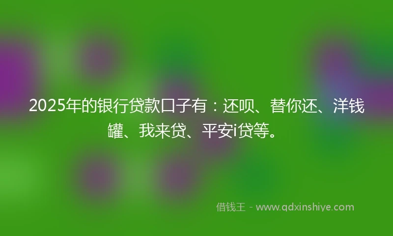 2025年的银行贷款口子有：还呗、替你还、洋钱罐、我来贷、平安i贷等。