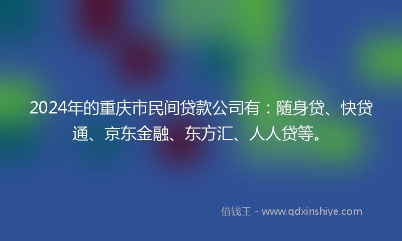 2024年的重庆市民间贷款公司有：随身贷、快贷通、京东金融、东方汇、人人贷等。