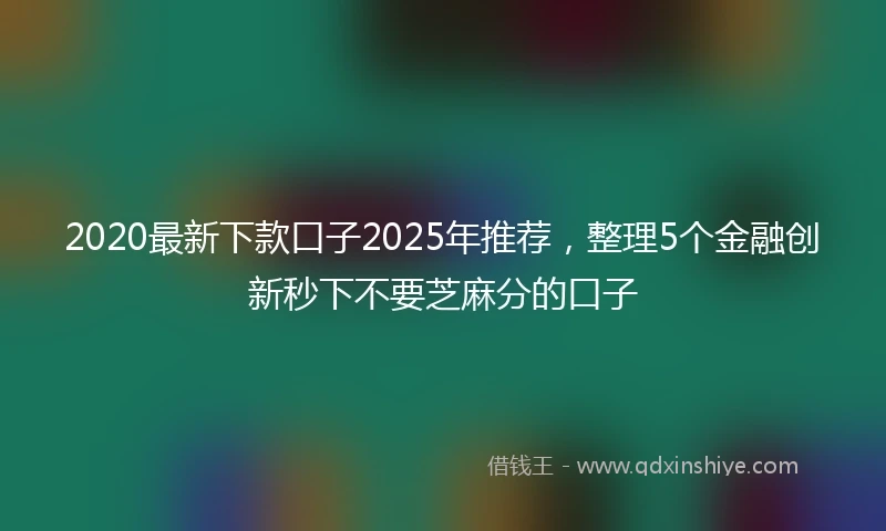 2020最新下款口子2025年推荐，整理5个金融创新秒下不要芝麻分的口子