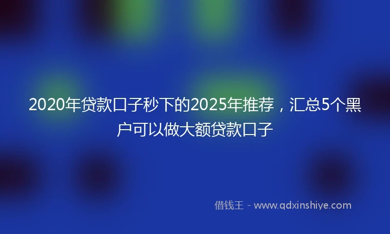 2020年贷款口子秒下的2025年推荐，汇总5个黑户可以做大额贷款口子