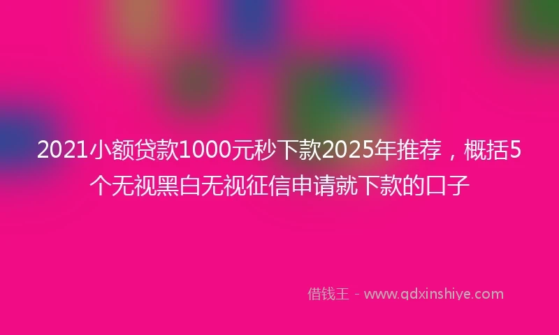 2021小额贷款1000元秒下款2025年推荐，概括5个无视黑白无视征信申请就下款的口子