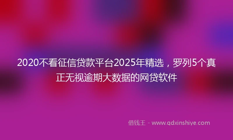 2020不看征信贷款平台2025年精选，罗列5个真正无视逾期大数据的网贷软件