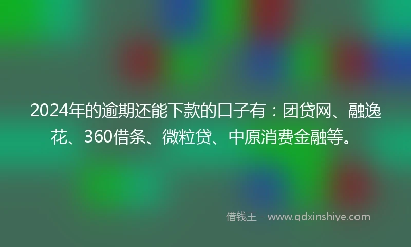 2024年的逾期还能下款的口子有：团贷网、融逸花、360借条、微粒贷、中原消费金融等。