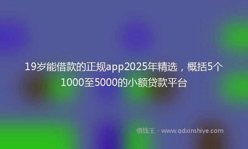19岁能借款的正规app2025年精选，概括5个1000至5000的小额贷款平台