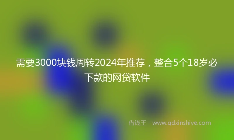 需要3000块钱周转2024年推荐，整合5个18岁必下款的网贷软件
