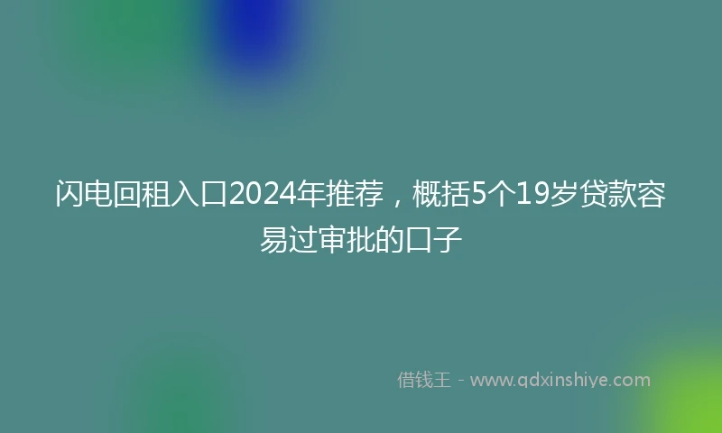 闪电回租入口2024年推荐，概括5个19岁贷款容易过审批的口子