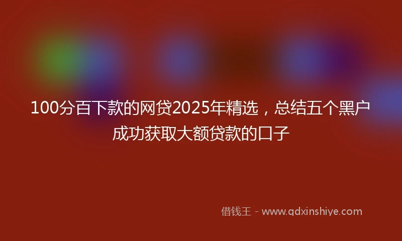 100分百下款的网贷2025年精选，总结五个黑户成功获取大额贷款的口子