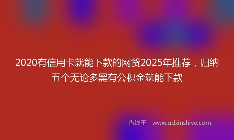 2020有信用卡就能下款的网贷2025年推荐，归纳五个无论多黑有公积金就能下款