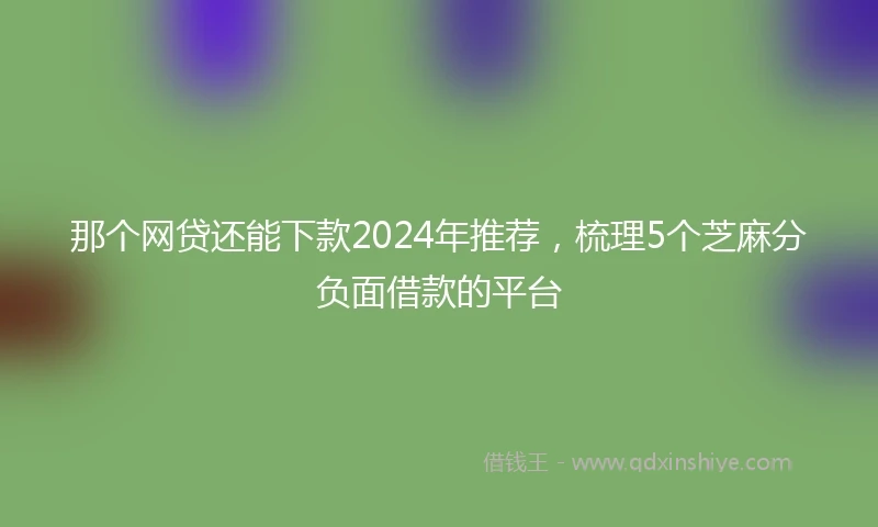 那个网贷还能下款2024年推荐，梳理5个芝麻分负面借款的平台
