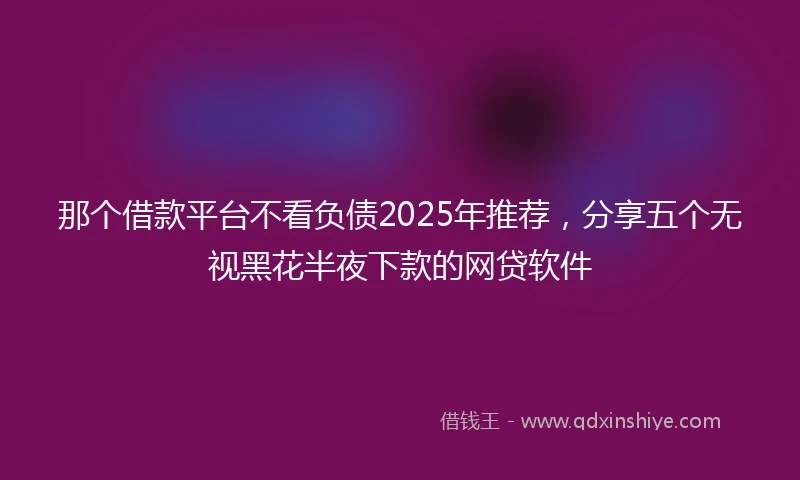 那个借款平台不看负债2025年推荐，分享五个无视黑花半夜下款的网贷软件